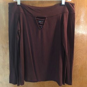 American Eagle maroon off the shoulder top